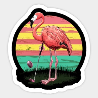 Flamingo Playing Golf Sticker